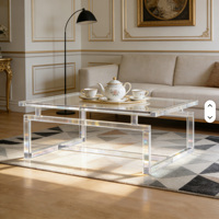 Table basse carrée moderne et durable en acrylique avec plateau en verre pour l'ameublement de la maison dans le salon