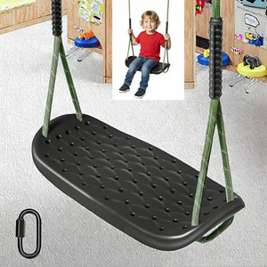 Columpio de Plástico para Exteriores WWFFEN, Asiento Antideslizante con Altura Ajustable, Cuerdas y Mosquetones, para Jardín y Patio de Juegos, Color Negro, 270 kg, para Niños - Product Image 3