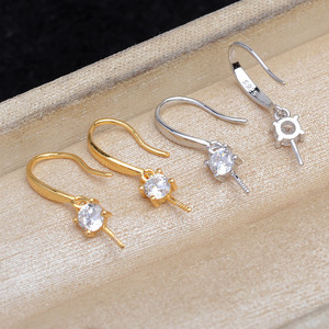 Accessoires de bijoux en argent 925 pour la création de bijoux en perles, JG5916, base de boucle d'oreille à pendentif, support vide semi-fini, 9-10 mm, taille de perle 3 mm, sac - Product Image 1