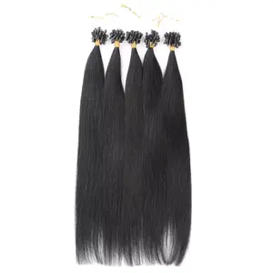 Mirco links Beads hair Vendors 100% Remy Brazilian Human Hair black Color straight style thick Micro Ring Loop Hair Extensions