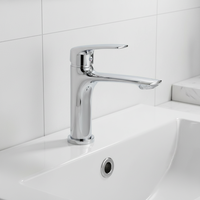 Robinet de lavabo de toilette, trou unique, chrome, cuivre, moderne, montage sur pont, 1 poignée, robinet pour salon