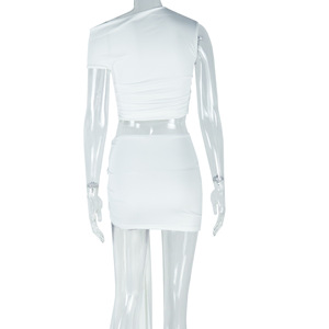 FS17997D Completi casual da donna a due pezzi, <span class=keywords><strong>top</strong></span> a tinta unita <span class=keywords><strong>e</strong></span> minigonne - Product Image 5