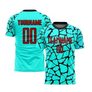 เสื้อฟุตบอลสีดำเทอร์ควอยซ์แขนสั้นเสื้อแข่งฟุตบอลน้ำหนักเบาระบายอากาศได้ชุดกีฬาแห้งเร็วชุดฝึกซ้อม - Product Image 1
