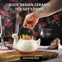 Service à thé et à café en céramique pour la maison, 1200 ml, avec un design de canard mignon et créatif