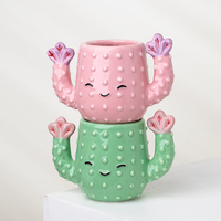 YUANWANG dessin animé Cactus jardin Pot décoration de la maison en céramique planteur plantes Pot bonsaï Pot plantes succulentes