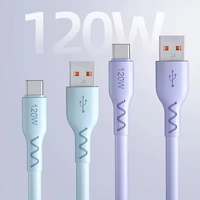 Color TPE Silicona 120W 6A Cable de datos de carga rápida USB Tipo C Cable de carga de datos rápidos para teléfono móvil