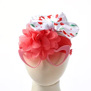 Tecido floral chiffon feito de fábrica para crianças, acessórios de cabelo DIY, flores de crochê