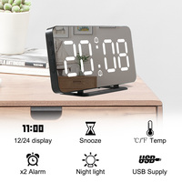 Réveil numérique à miroir LED Température électronique Horloge murale de table Snooze Montre USB Veilleuse Maison Bureau Réveil intelligent