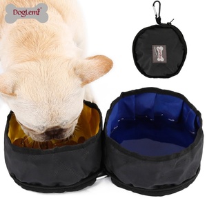 Vente en gros Gamelle pliable en nylon pour chien Légère et étanche Double gamelle de voyage Mangeoire pour animaux de compagnie design - Product Image 3