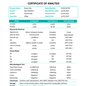 Healthife bán buôn tự nhiên đóng băng khô sữa ong chúa 10-hda 4% đông khô sữa ong chúa bột - Product Image 4