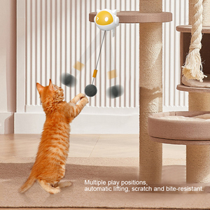 Pelota de elevación eléctrica ecológica de lujo para gatos, divertido ejercicio de rebote de burlas con cuerda larga para felinos - Product Image 5