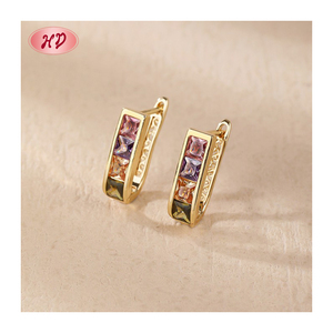 <span class=keywords><strong>Pendientes</strong></span> de Aro de Latón con Nuevos Materiales de Tendencia, <span class=keywords><strong>Pendientes</strong></span> de Lujo para Mujer, Chapados en <span class=keywords><strong>Oro</strong></span> de 18K y 14K, Venta al por Mayor - Product Image 2