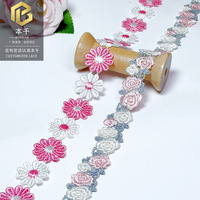 LEIXUSI Bordure en dentelle florale multicolore de 2 cm, brodée pour enfants, accessoires faits main de style victorien, vente en gros