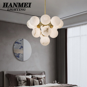 Brass & Marble Spherical Chandelier With Warm White LED Modern <b>Indoor</b> <b>Lighting</b> for Home Restaurant HM-PC-YQ Warm White LED Provi - Product Image 2