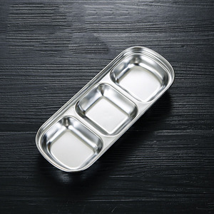Edelstahl Sauce Dish Spice Plates Soßen boote Vorspeise Serviert ablett Rechteck Geteiltes Öl Spice Dipping <span class=keywords><strong>Tray</strong></span> Kleine Schale - Product Image 6