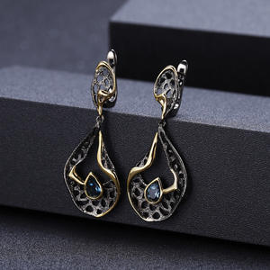 Boucles d'oreilles pendantes longues uniques et originales, style vintage, en corde de chanvre et pierre naturelle, bijoux unisexes transfrontaliers - Product Image 3