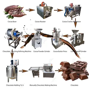 Máquina para fazer barra de chocolate e temperar planta mini equipamento de processamento para produção pequena