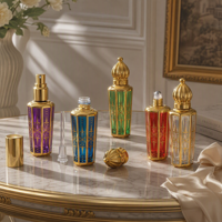 Flacon de parfum conique en verre de 15 ml avec cage dorée et applicateur à bille pour vaporisateur, rechargeable, flacon de parfum à facettes avec bouchon à vis offert