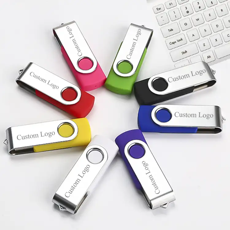 무료 컬러 사용자 정의 인쇄 로고 비즈니스 선물 USB 스틱 2GB 4GB 16GB 메모리 디스크 회전 USB 플래시 2.0 드라이브