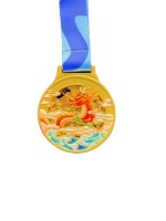 Médaille Marathon Médaille en métal de sport en alliage de zinc avec médaille de couleur d'émail de ruban de sublimation complet