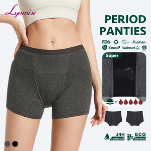 For High Waist Culotte <strong>Boyshorts</strong> Everyday Knitted Super Absorbent Anti-Bacterial Heavy Days Menstrual Panties - Product Image 4