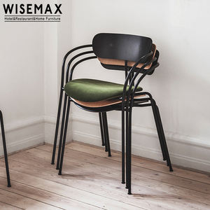 WISEMAX-Silla de comedor con marco de metal, asiento de madera contrachapada, precio barato, nórdico, para restaurante - Product Image 6