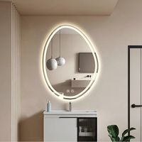 Miroir LED anti-buée mural avec éclairage, commande tactile, 3 températures de couleur, intensité réglable