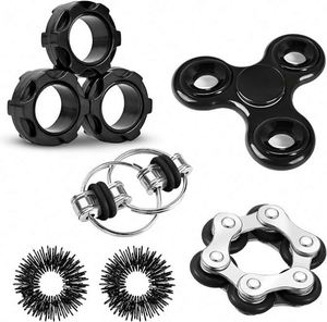 Plastic ADHD Fidget Toys for Adults-Sensory <b>Ring</b> <b>Spinner</b> Chain Desk Gadget Anti-Anxiety Stress Relief Includes 3 <b>Rings</b> - Product Image 1