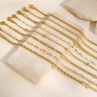 Set Gelang Rantai Emas Tipis Lapis Emas 18k Berkualitas Tinggi 8 Model, Perhiasan Lapis untuk Pemakaian Sehari-hari, Grosir Fashion