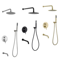 Système de douche pluie mural dissimulé haute pression 8-10 pouces en or rose brossé avec douchette à main pour usage hôtelier, valve en céramique