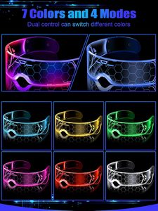 Gafas de Sol Luminosas RGB LED Estilo Cyberpunk Neon-Glo, Visera Acrílica, Alimentadas por Batería, Portátiles, Gran Venta para Halloween - Product Image 3