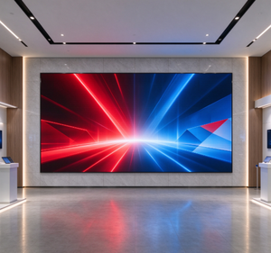 จอวิดีโอวอลล์ LED ขนาด 3 ม. x 2 ม. P2.0 สำหรับใช้งานภายในอาคาร ความละเอียด 3840x2160 สีแดงน้ำเงิน สำหรับงานแสดงภาพกราฟิก ติดตั้งบนผนัง เหมาะสำหรับใช้ในห้องจัดแสดงนิทรรศการ - Product Image 1
