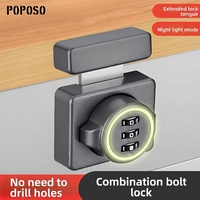 POPOSO Verrou à code sans perçage, lumineux et phosphorescent, pour tiroirs, portes d'armoires, casiers et armoires de classement