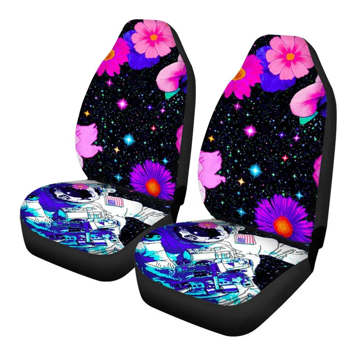 Fabricant d'usine auto impression colorée dessin animé élastique polyester housse de siège de voiture rose couverture siège de voiture pour voiture camion suv van