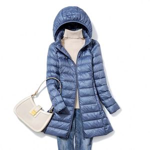 Vestes d'hiver pour femmes décontractées et fines 2023, sans capuche, longues, <span class=keywords><strong>ultra</strong></span> légères, fines, chaudes, couleur unie, en duvet - Product Image 5