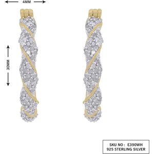 Ornaatis Diamond <b>Huggie</b> Hoop Earrings 1.13 Cttw Round Cut Yellow Gold Over Sterling <b>Silver</b> Women's Everyday Wear - Product Image 2