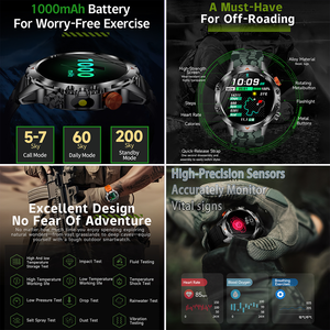 SENBONO V75 corpo in metallo bussola per messaggio di chiamata Push profondo impermeabile battito cardiaco Fitness Tracker avventura risposta chiamata - Product Image 2