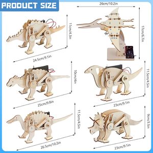 Dinosaurio robótico DIY artesanía rompecabezas de madera dinosaurio modelo Kit tallo educativo juguete ciencia edificios 3D rompecabezas de madera para niños - Product Image 2