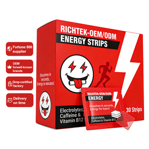Tiras Energéticas Richtek de Acción Rápida con Menta, Sin Azúcar, Vitamina B12, Pre-Entrenamiento, Rendimiento en el Gimnasio, Suplemento Natural Vegano para la Salud - Product Image 1