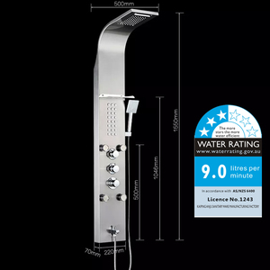 Panel de ducha de acero inoxidable, sistema de masaje de cascada de lluvia y boquilla de bañera, 6 funciones, accesorios de ducha de baño - Product Image 3