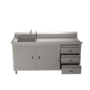 Vente en gros d'usine, armoire de cuisine commerciale, console, évier de travail en acier inoxydable 304 extra épais, un trou, multifonctionnel - Product Image 2