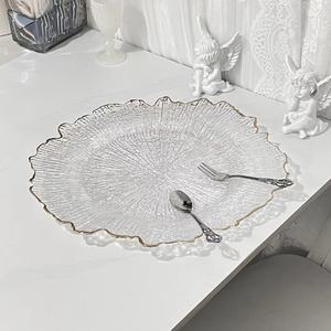 Platos para Catering, Platos de Melamina <span class=keywords><strong>Transparentes</strong></span>, Platos con Borde Ondulado Dorado y Plateado, Bandeja Redonda - Product Image 5
