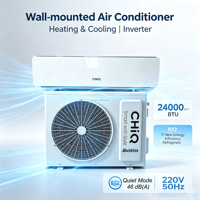 Climatiseur split inverter Chiq 24000 BTU 3P, refroidissement/chauffage, R32, A+++, économie d'énergie, 220V 50Hz, grande pièce, sans conduit