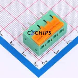 MX142V-5.08-04P-GN01-Cu-A Spring Terminal Block Through hole Component (THT),P=5.08mm Connector 1x4P 5.08mm Green Through Hole - Product Image 1