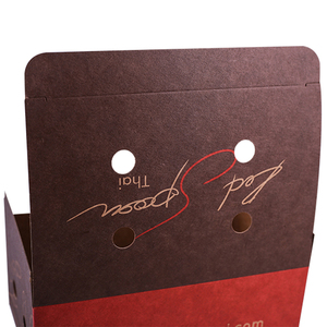 Boîte à emporter en kraft 8 pouces, impression intégrale noire |   Trous d'aération |   Revêtement PE |   Logo personnalisé - Product Image 4