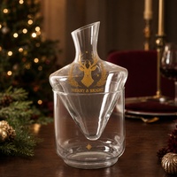 Carafe à vin en verre borosilicate de 1000 ml avec seau à glace, imprimée sur mesure pour Noël, pour cadeaux de fin d'année, OEM ODM