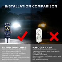 Accessoires lumineux pour le stationnement des voitures, ampoule latérale automatique pour les virages, ampoule intérieure de voiture, lampe de lecture ronde T10 15SMD W5W