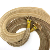 Extensions de cheveux humains vierges russes doublement étirés à pointe plate micro-bondée en kératine pour la vente en gros