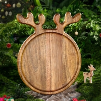 Hertengewei Acacia Hout Serveerschaal Rond Houten Dienblad Display Bord Charcuterie Board Voor Kaas Fruit Kerstcadeau