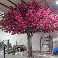 Maßgeschneiderter Großer Kirschbaum Künstlicher Baum 3m 4m 5m 6m Seide Rote Baumschirm-Form Sakura Für Esszimmer-Dekoration Bogenkunst